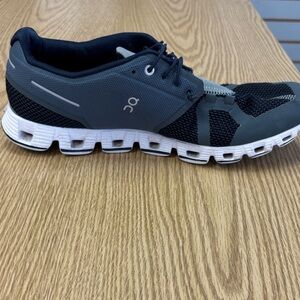 On Running Charcoal and White Athletic Shoes